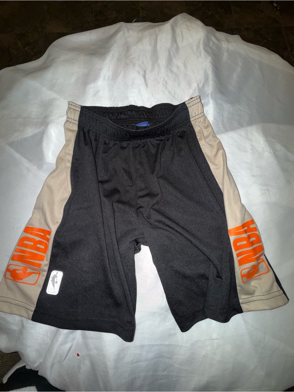 NBA Black Shorts with Tan Panels and Orange Logo- boys10/12
